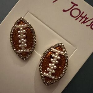 🏈 Betsey Johnson sparkling crystal football studs 🏈